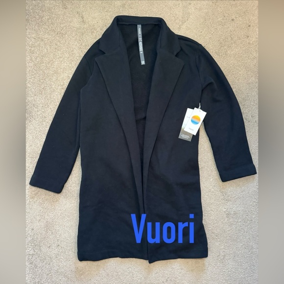 NWT Vuori Restore Coat Fleece Sweatshirt Trench Jacket * Black * Medium/Large - Picture 7 of 9